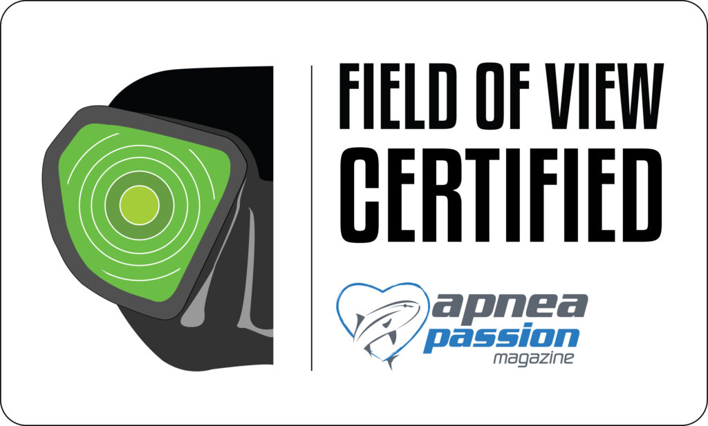 Logotipo de certificación de máscaras Field of View de Apneapassion