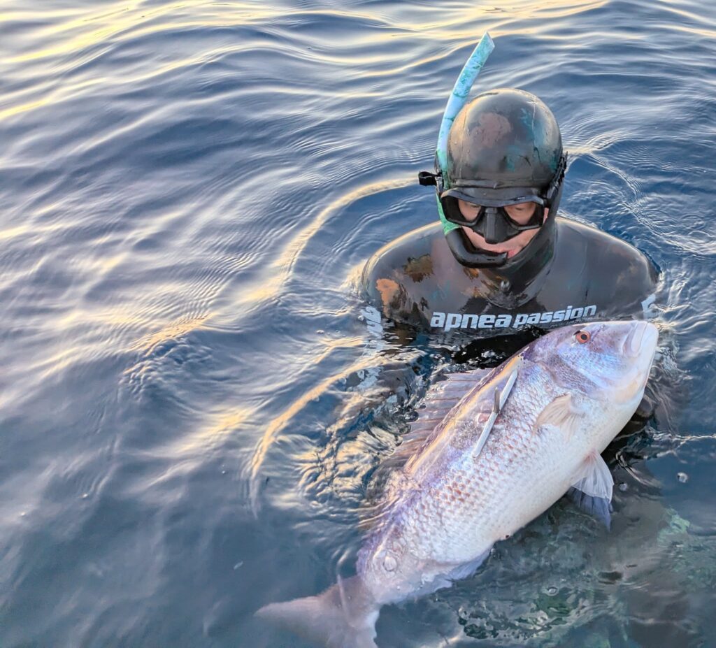 Claudio Marconcini with a wonderful dentex and his Benti Sub wetsuit, he considers "the best ever tried".