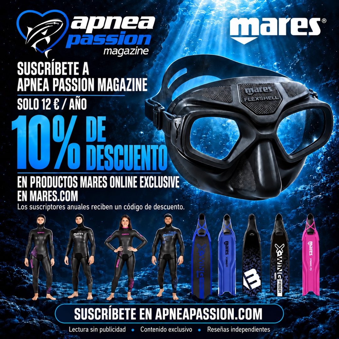 Suscripción a Apnea Passion Magazine con un código de descuento del 10% en los productos Mares Online Exclusive