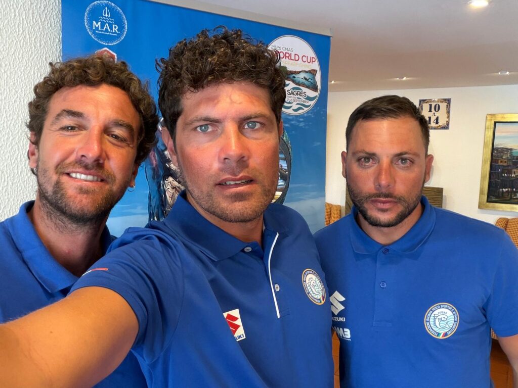 Puretti Fazzolari and Cubicciotto of the Italian team at the 2026 CMAS World Cup Spearfishing in Sagres - Portugal