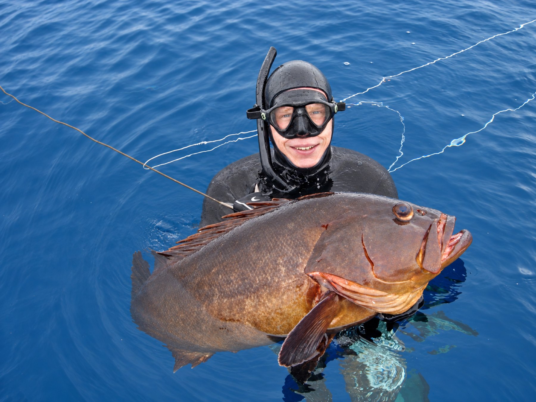 Kevin Daly with a big grouper caught in Ponza island Italy